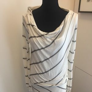 Theory Cowl-Neck Long Sleeve Striped Dress Size S